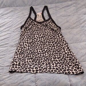 Body Central Black/White/Gray Leopard Print Racerback Camisole Size L